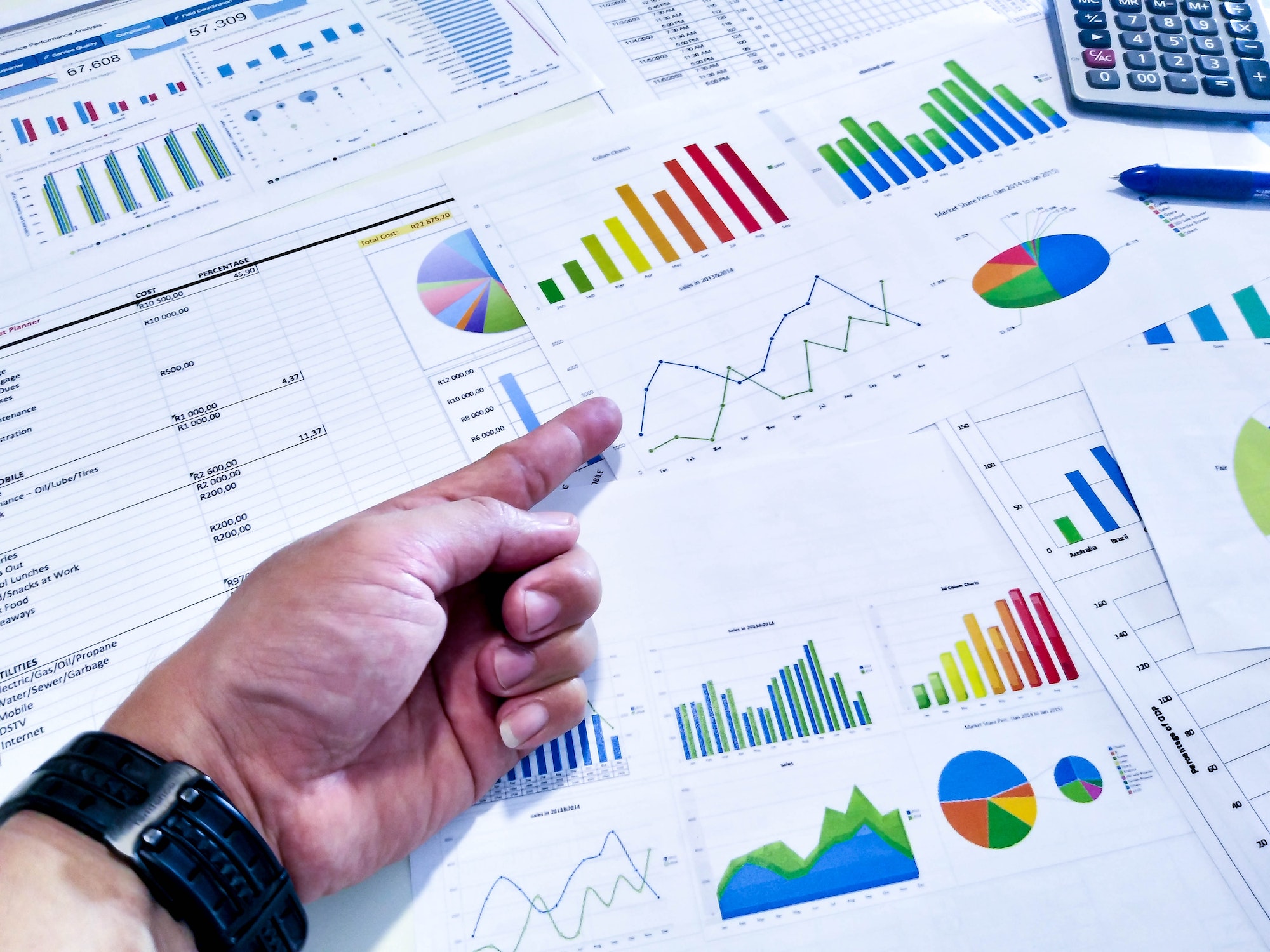 Marketing research data with charts and graphs paper