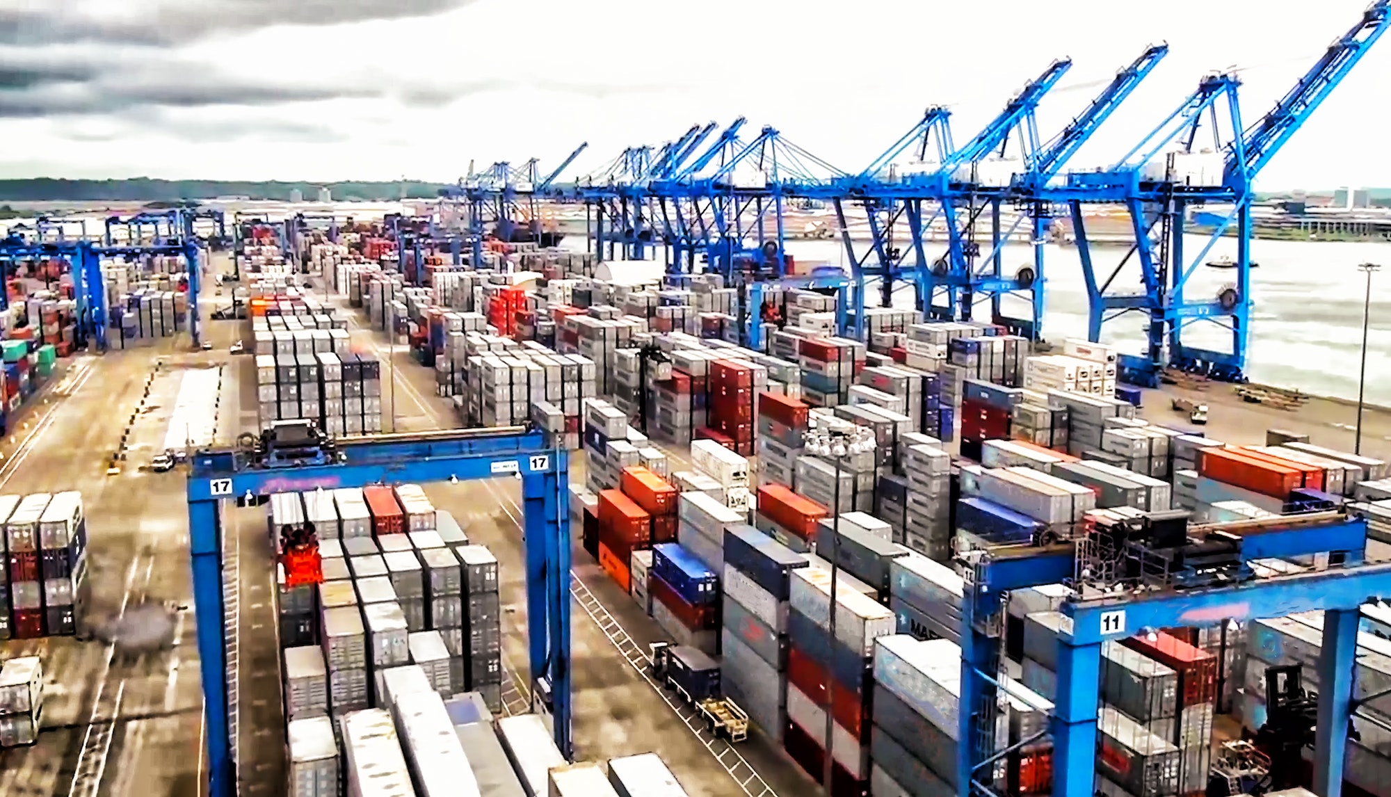 Cranes and containers at international logistics center port